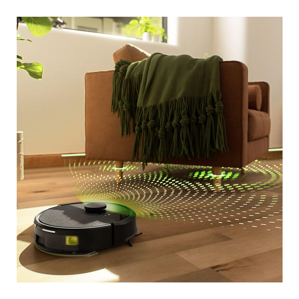 iRobot Roomba AutoEmpty dock closeup showing hygienic debris storage benefit