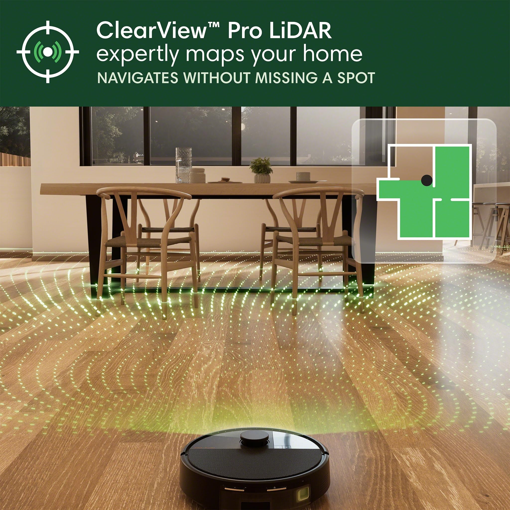 iRobot Roomba Max 705 next to a shoe to show compact size and scale
