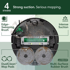 iRobot multi-surface rubber brush detail capturing pet hair and debris