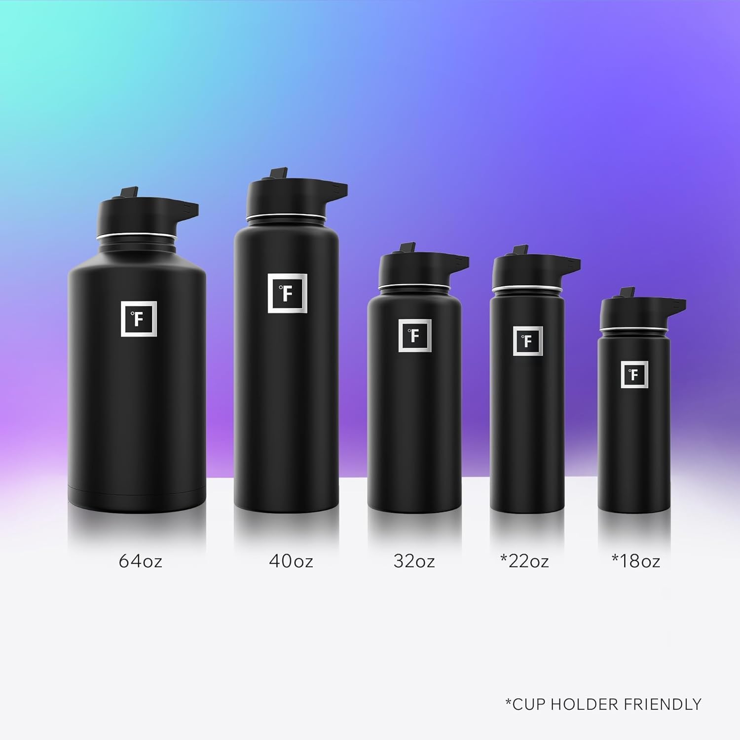 IRON °FLASK tapa con pajita y mosquetón para beber rápido y colgar