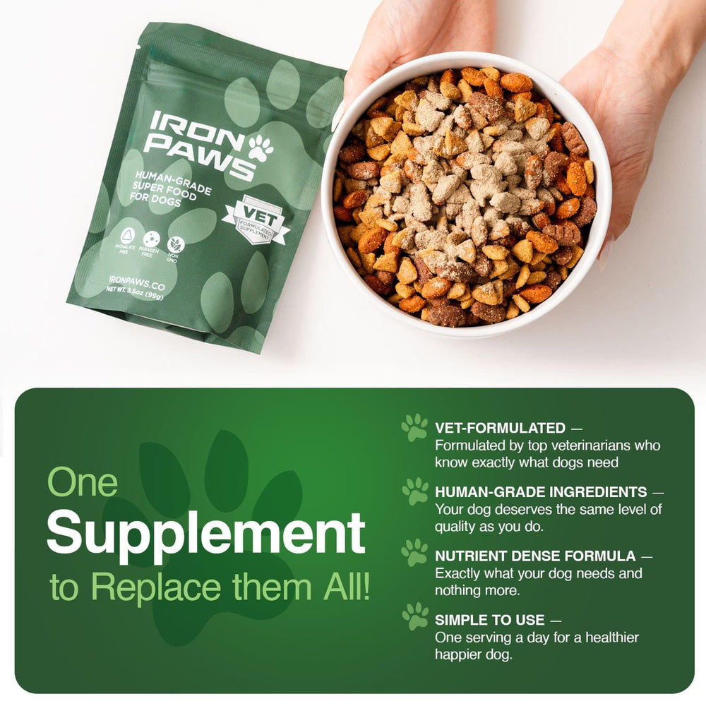 Iron Paws comparación de tamaño 3.5 oz para visualizar cantidad y duración