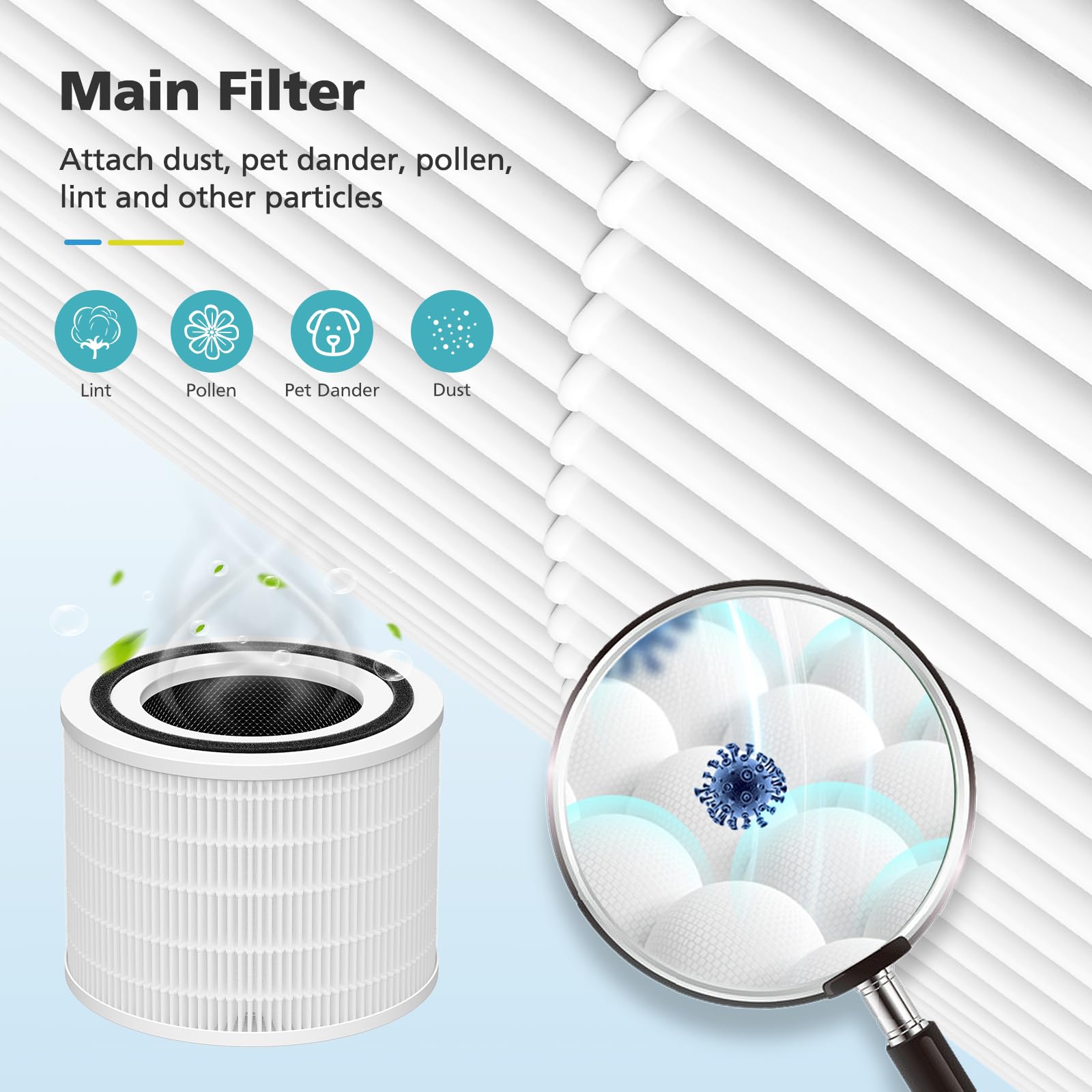 iSingo prefiltro primer plano atrapa pelos y partículas grandes protegiendo el filtro principal