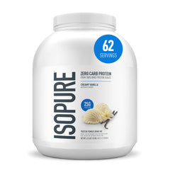 Isopure tub front packaging showing product and benefits