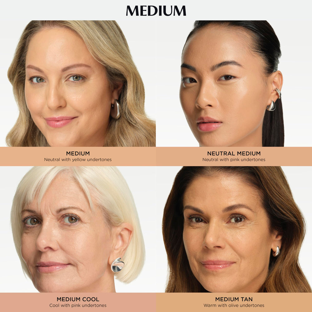 IT Cosmetics rostro con CC+ Medium Tan mostrando tono natural y protección SPF