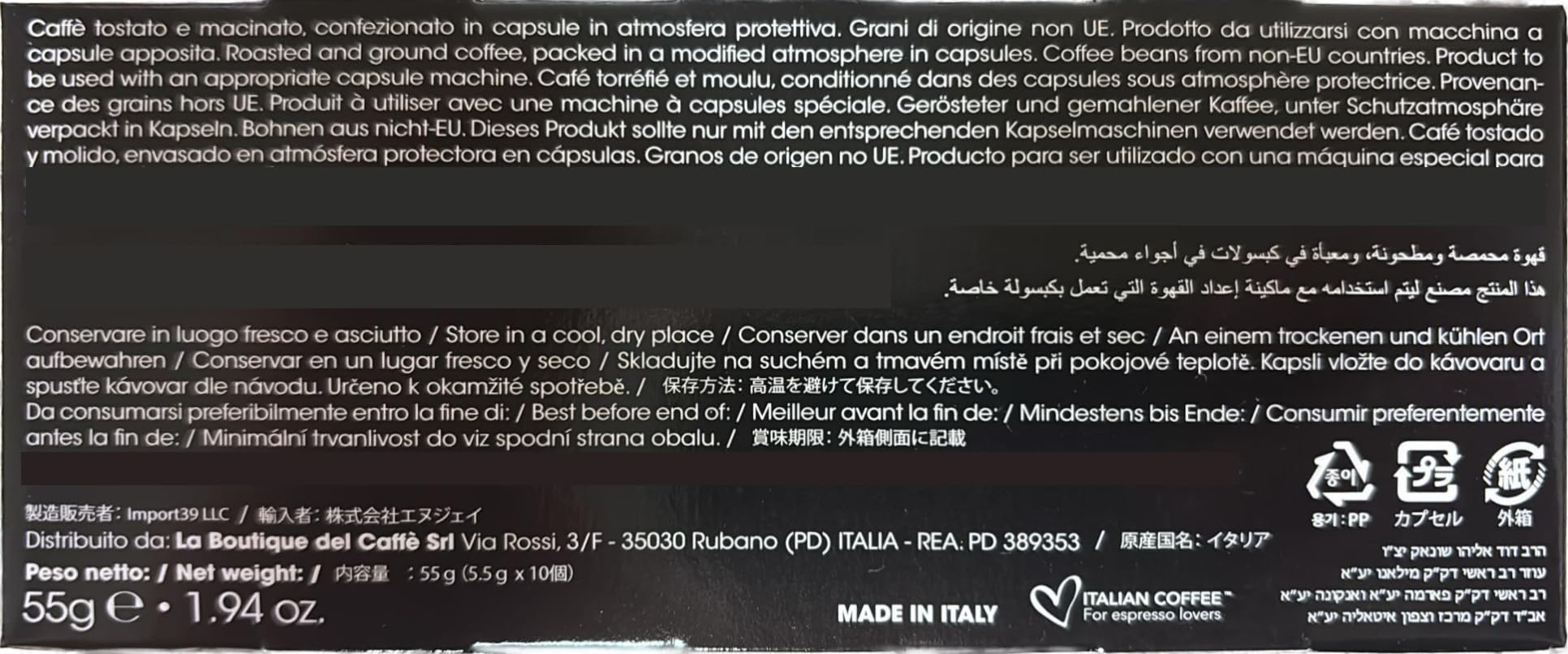 ITALIAN COFFEE FOR ESPRESSO LOVERS cápsula insertada en máquina Nespresso Original demostrando uso