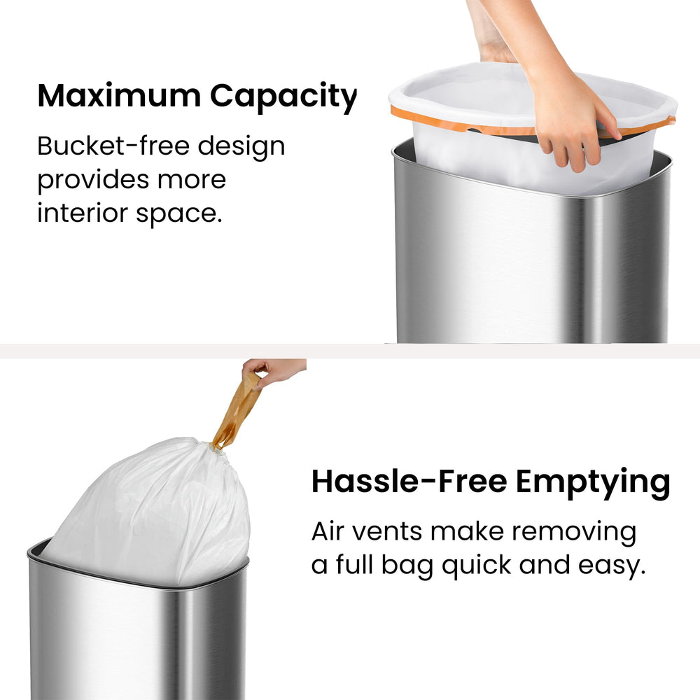 iTouchless side profile showing slim oval footprint for space-saving benefit