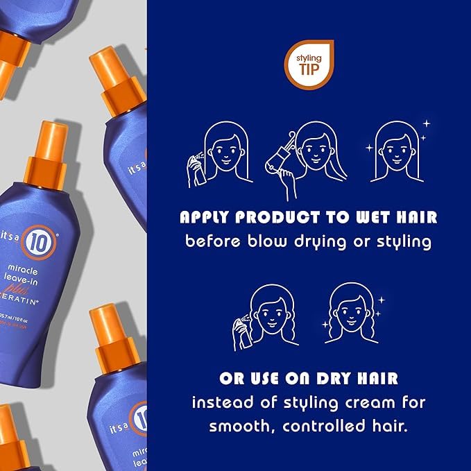 It's a 10 Haircare aplicando sobre cabello húmedo para desenredar y suavizar