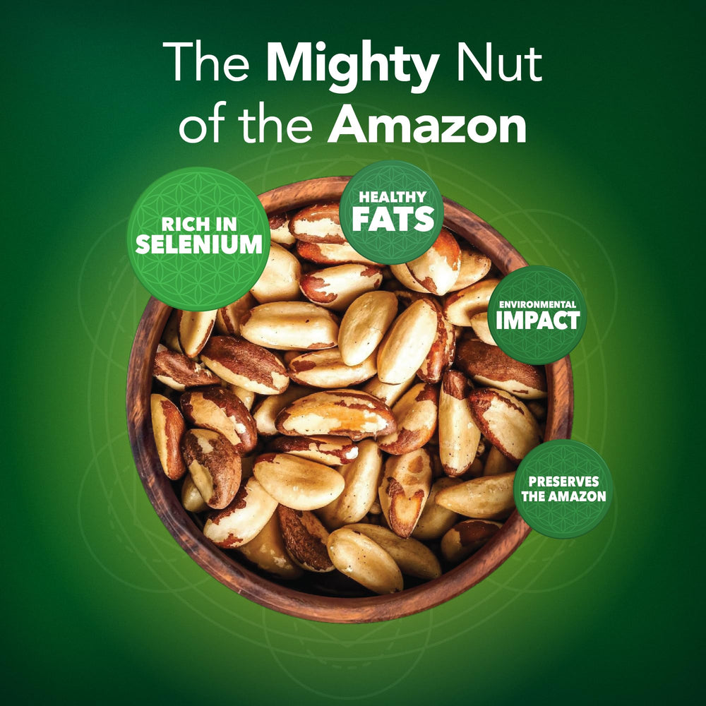 Mano sosteniendo nueces de Brasil It's Good Energy para mostrar escala y porción