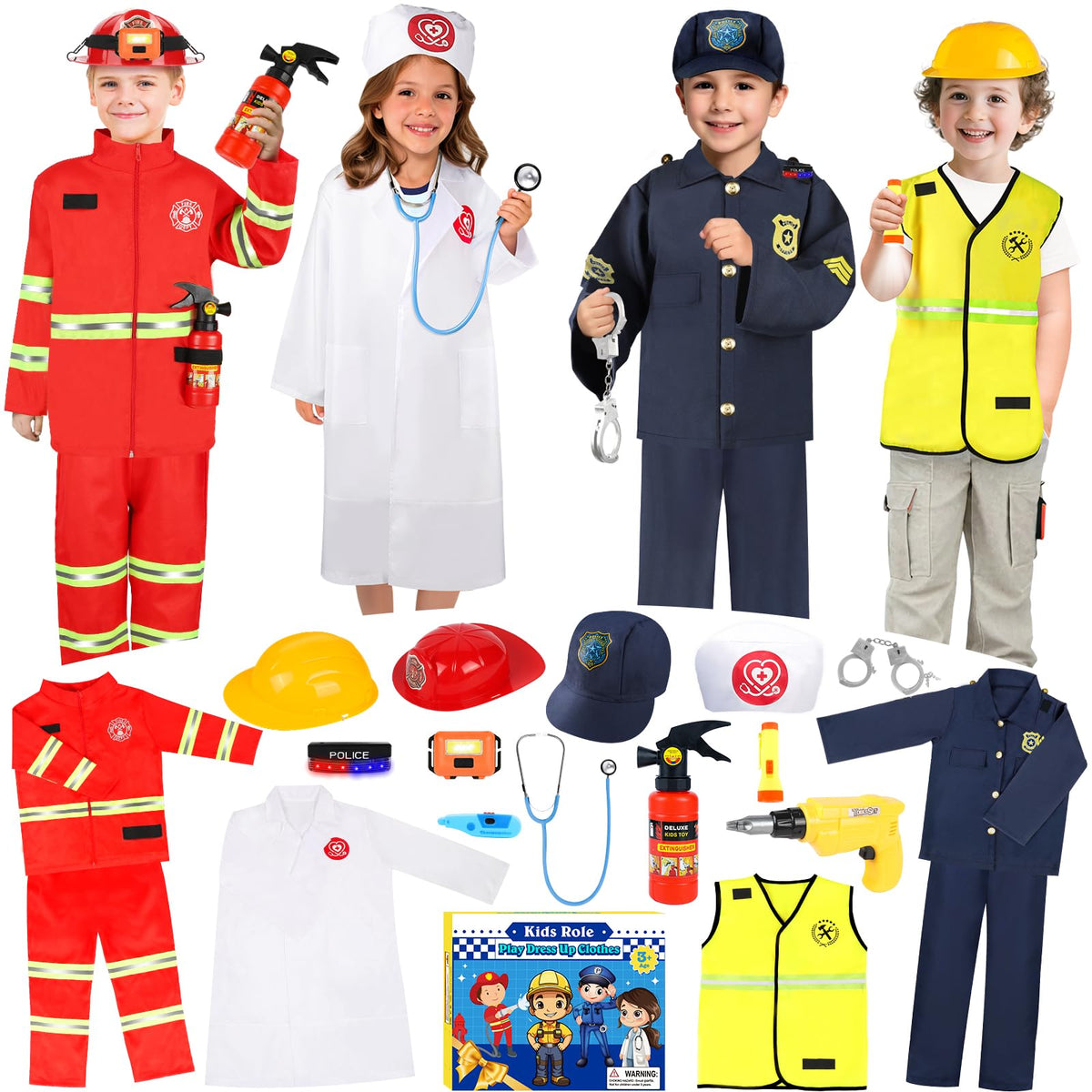 IVENRXIU front view of all four costumes showing variety and play value