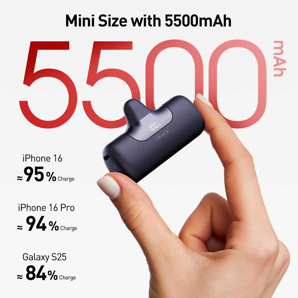 iWALK closeup of USB-C plug highlighting fast 22.5W charging capability
