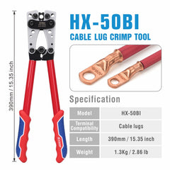 IWISS crimp hexagonal sobre terminal evidenciando amplia zona de contacto y baja resistencia