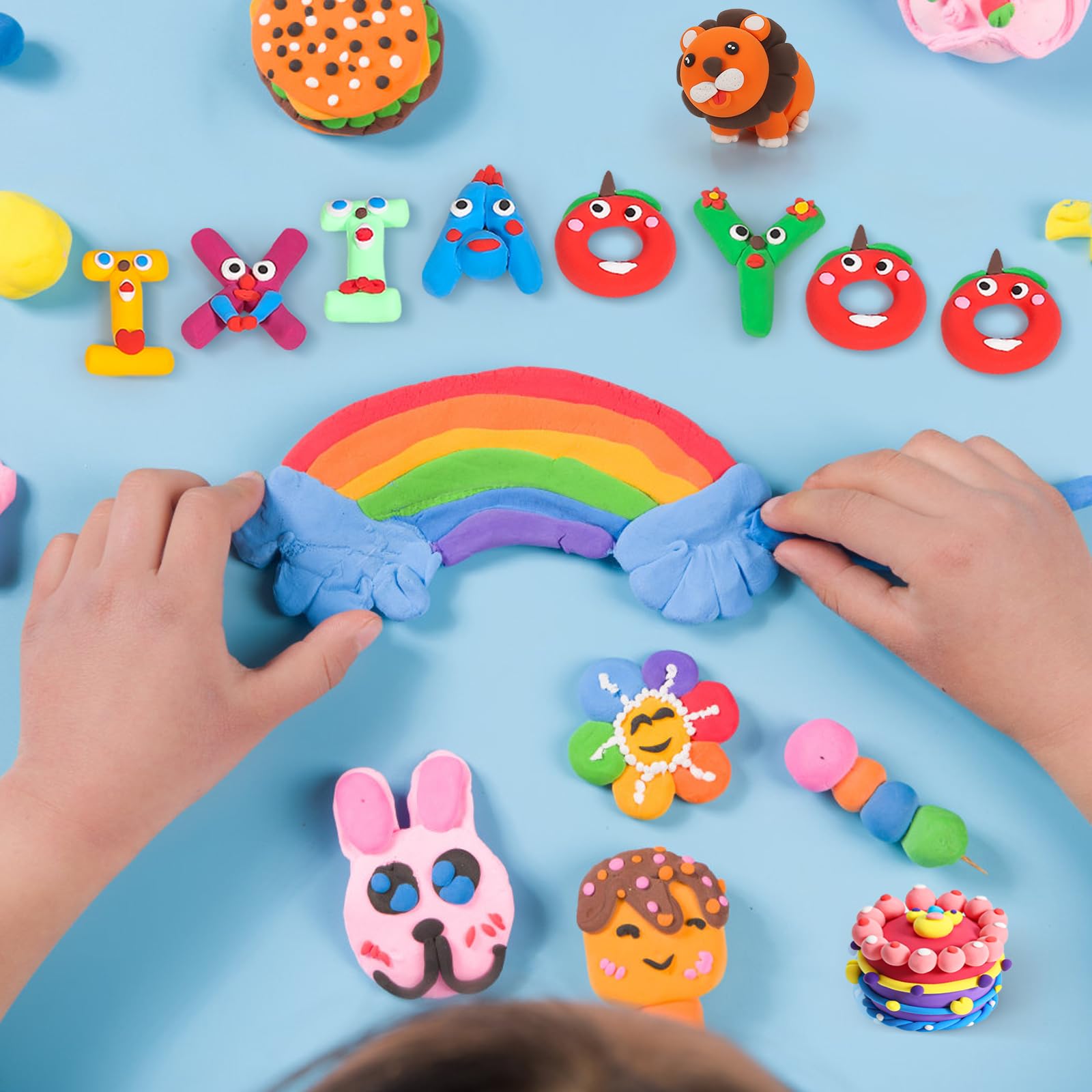Ixiaoyoo porciones de arcilla desplegadas y colores vivos, ayuda a inspirar creatividad