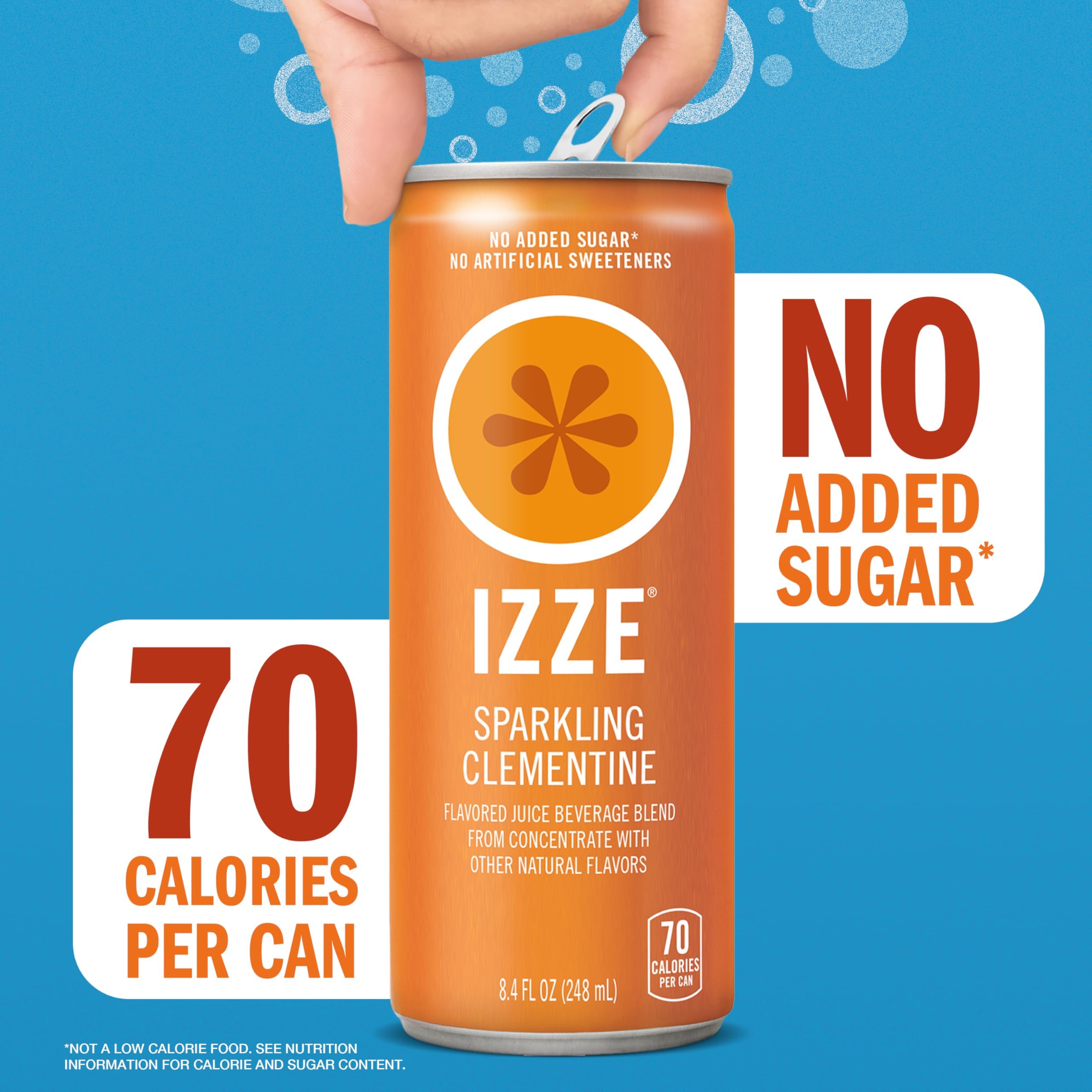 IZZE Sparkling Cherry Lime lata abierta servida en vaso con hielo, refresco instantáneo