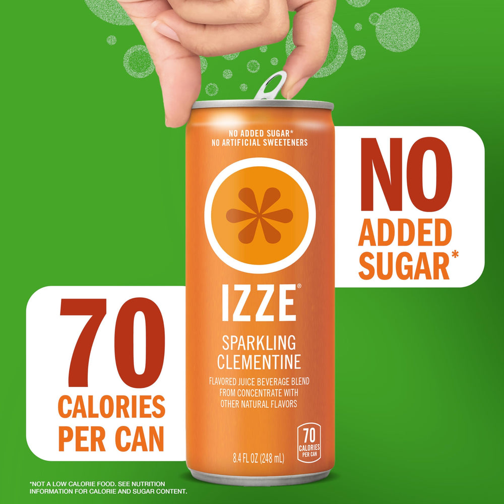 IZZE pouring over ice demonstrating crisp cold refreshment