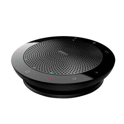 Jabra Speak 510 front view showing speaker grille and clear audio output benefit