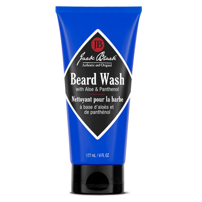 Jack Black envase frontal de Beard Wash mostrando limpieza y suavidad visible