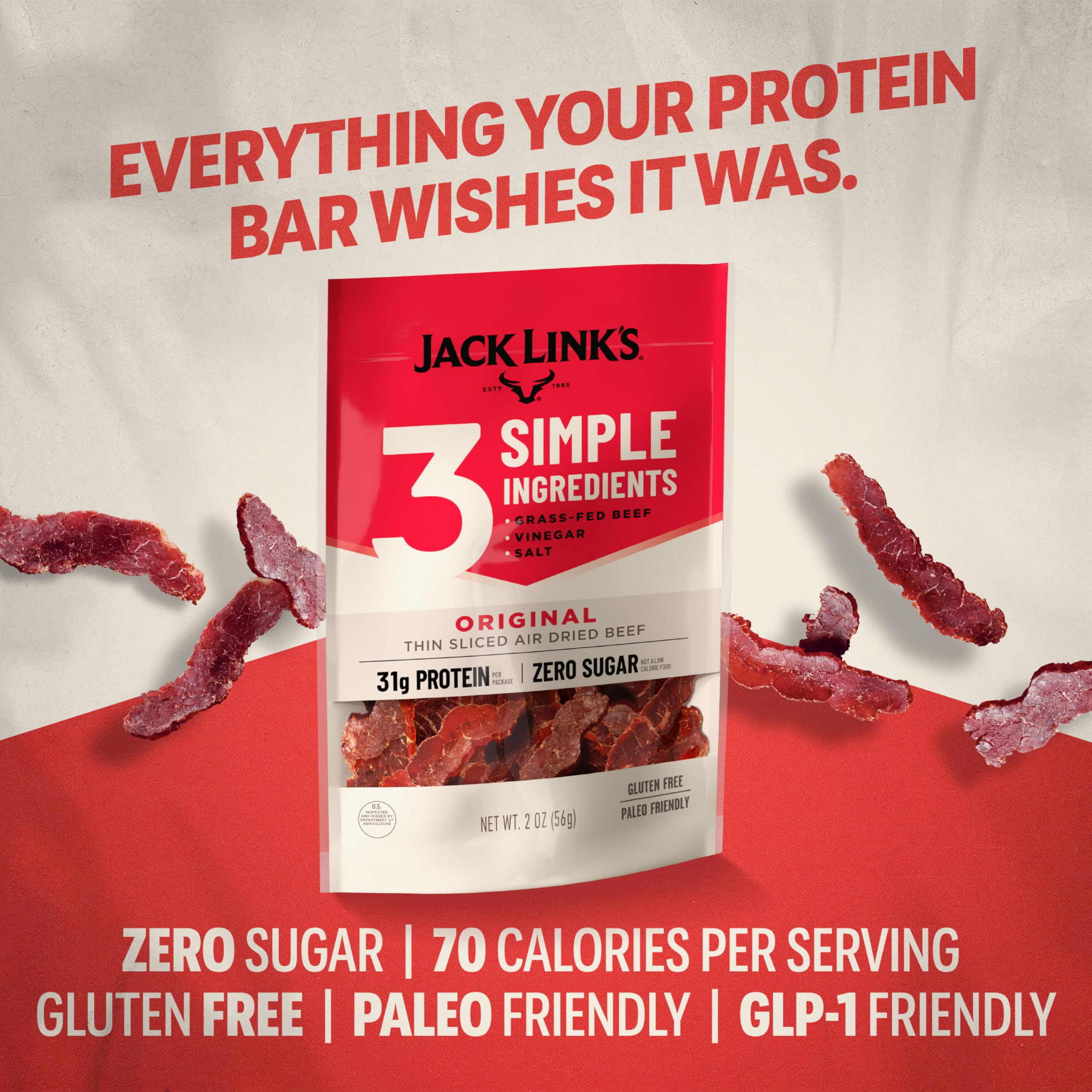 Jack Link's multipack de cuatro bolsas selladas, almacenamiento práctico