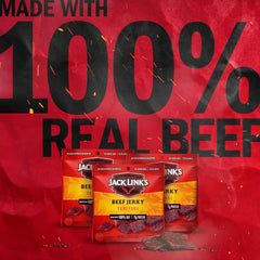 Jack Link's bolsa resellable abierta con jerky visible, fácil almacenamiento