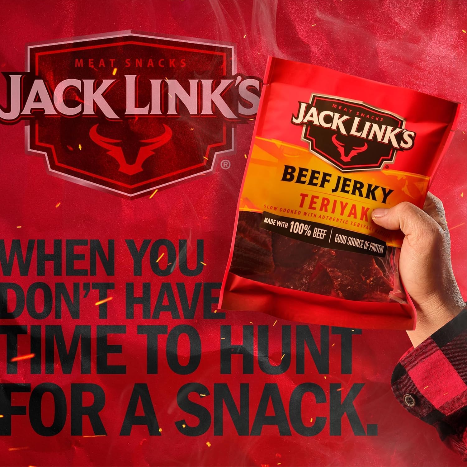 Jack Link's etiqueta de ingredientes enfatizando carne 100% real y simples