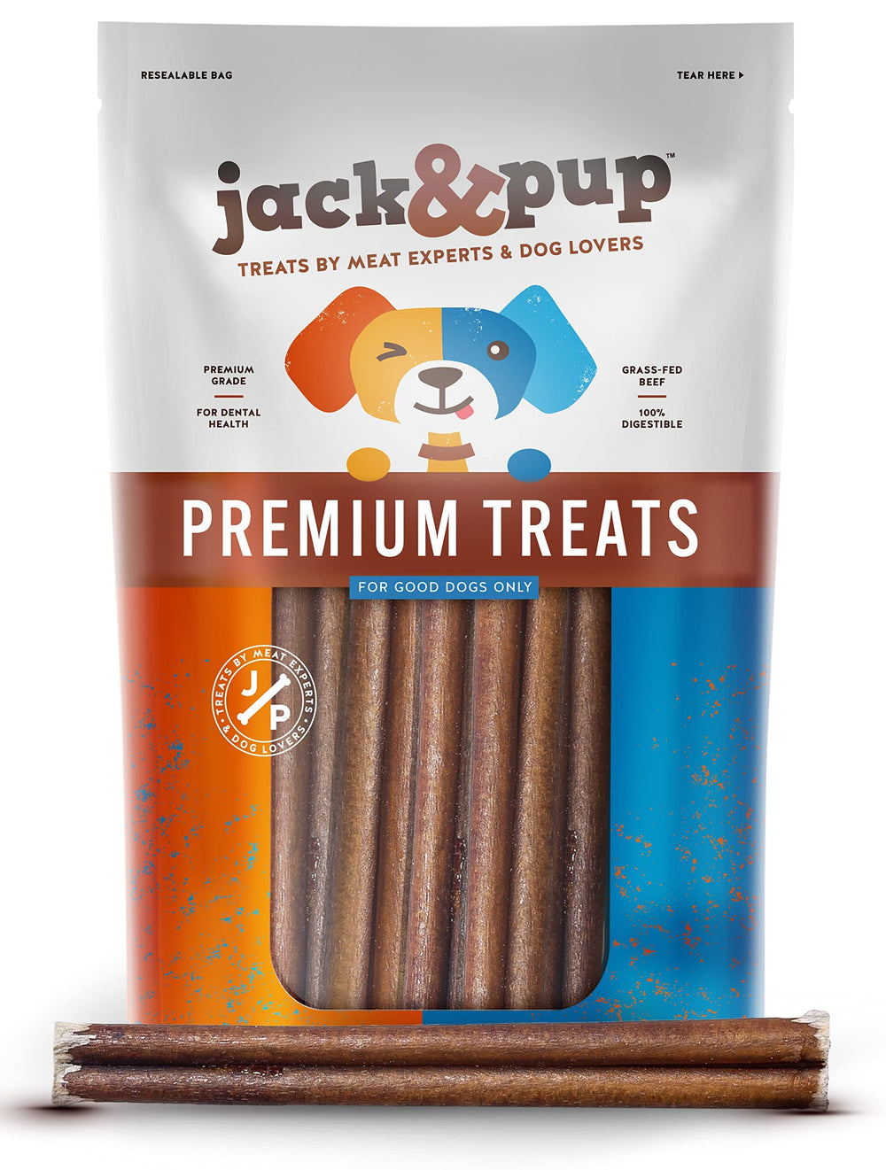 Jack&Pup lifestyle outdoor scene after walk uses chew to reward and relax dog