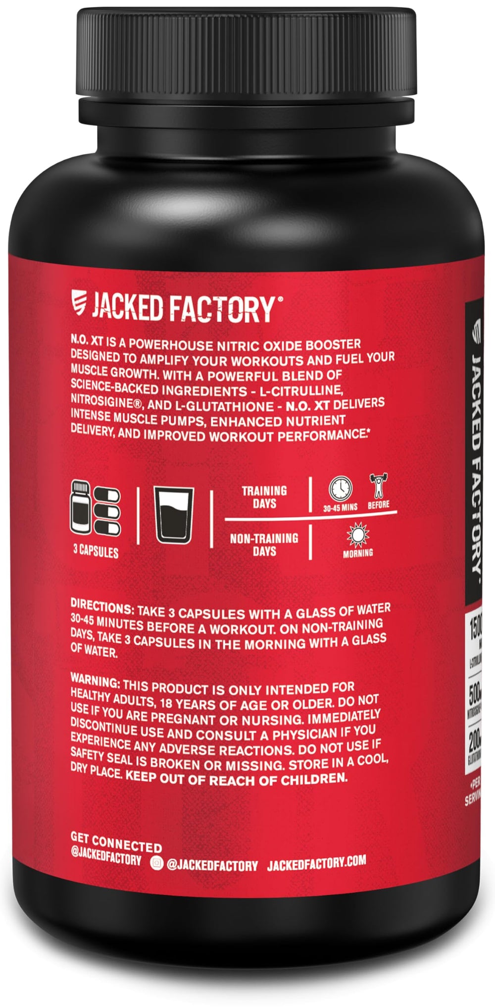 Jacked Factory ingredientes listado destacando Nitrosigine y absorción