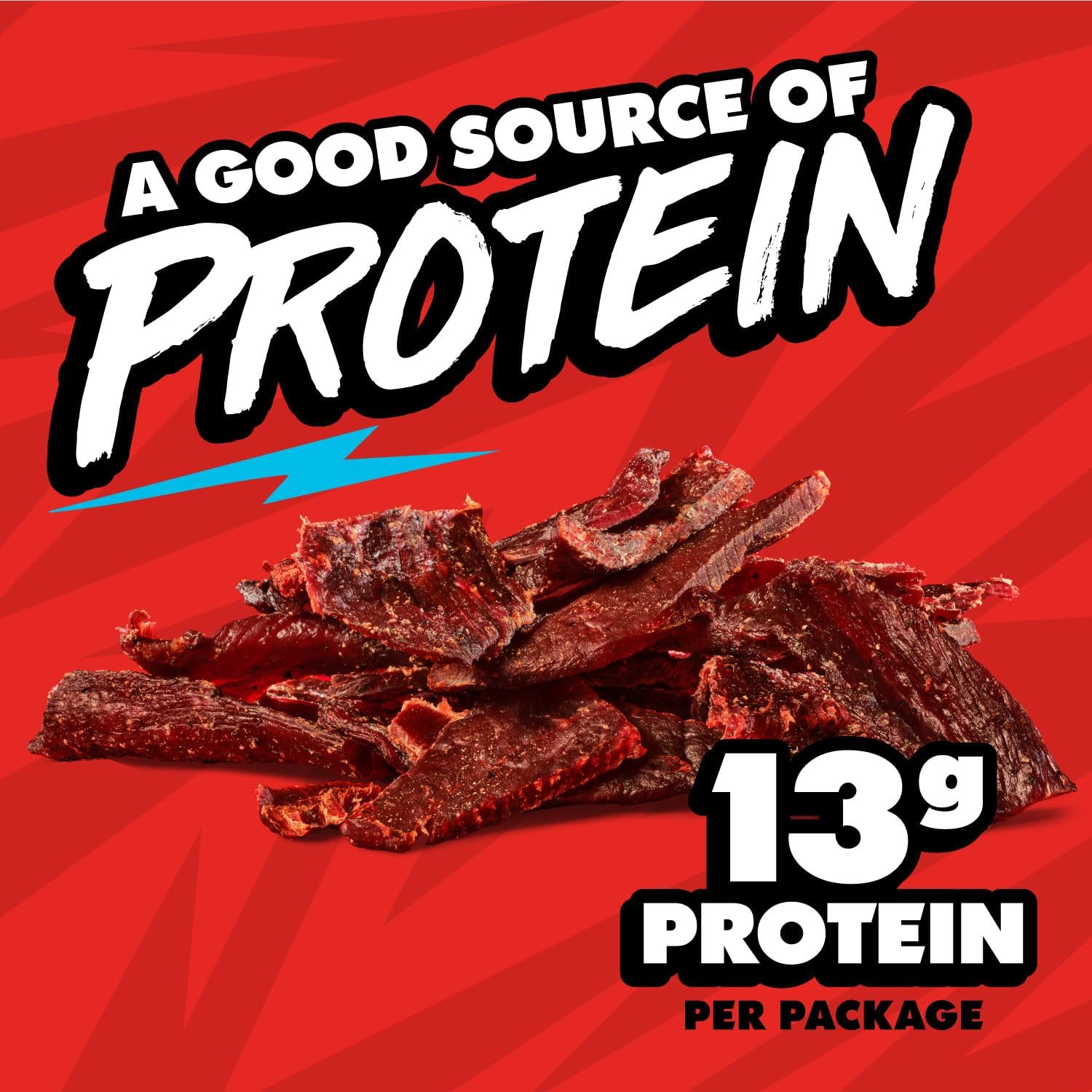 Jack Link's jerky en mano para comparar tamaño y porción conveniente