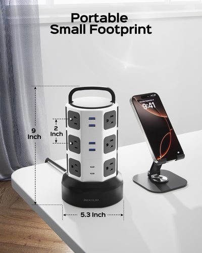 JACKYLED size comparison with hand showing compact vertical footprint