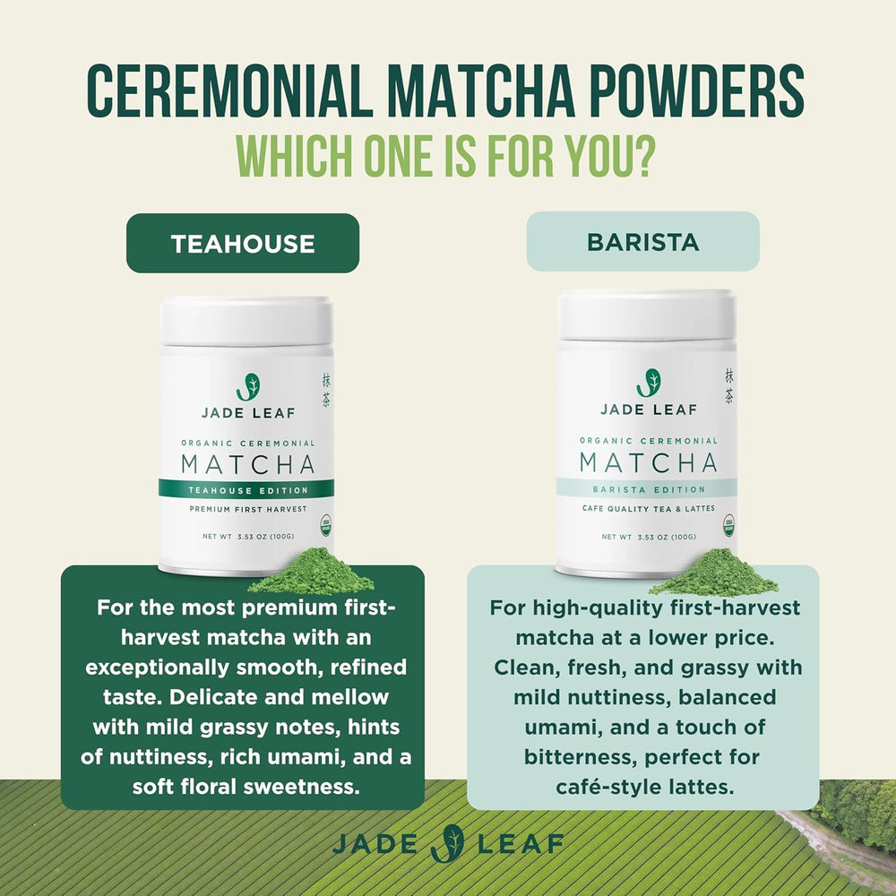 Jade Leaf lata abierta con cucharita midiendo porción precisa