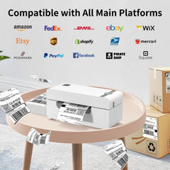 JADENS printer on a packing desk printing labels wirelessly to speed order fulfillment