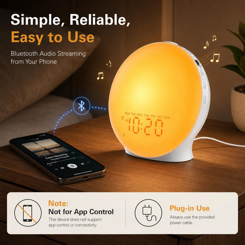 JALL next to a smartphone to show compact scale and bedside fit benefit