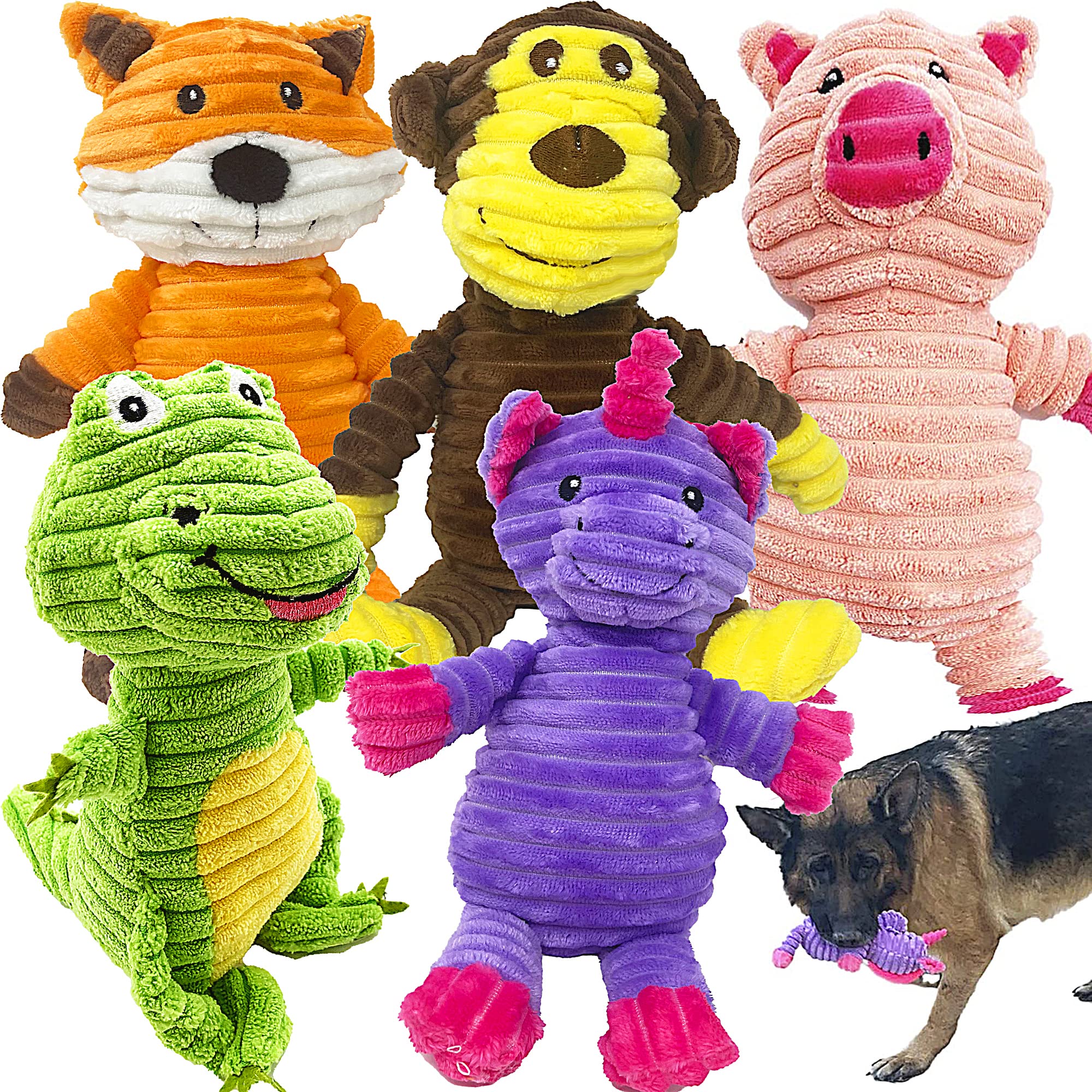 Jalousie pack frontal mostrando los cinco peluches con valor por dinero