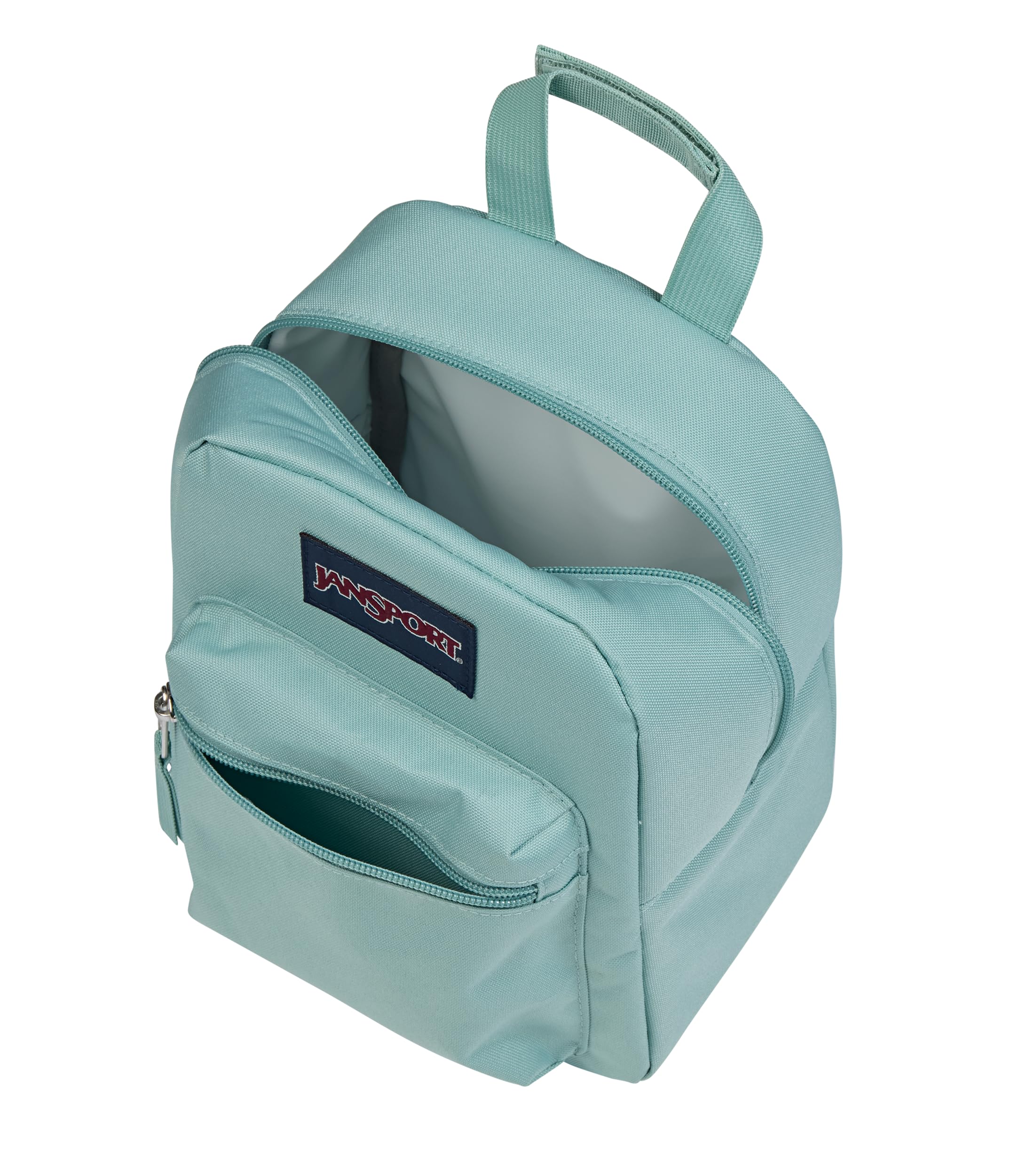 JanSport Big Break en uso sobre mesa con comida, mantiene temperatura