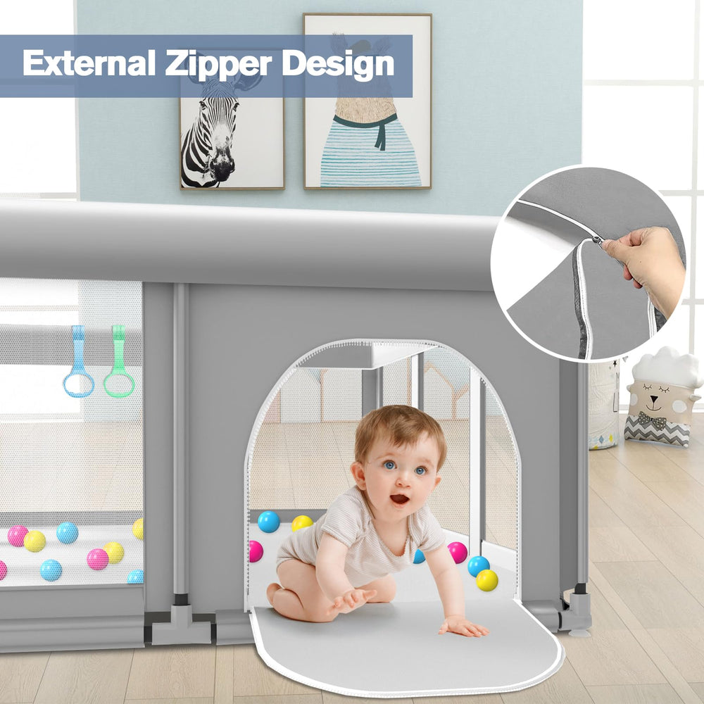 Jaobeem assembled with toys showing large play space for toddlers