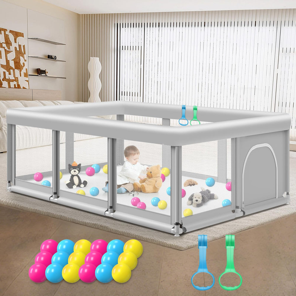 Jaobeem front view of playpen showing roomy safe area