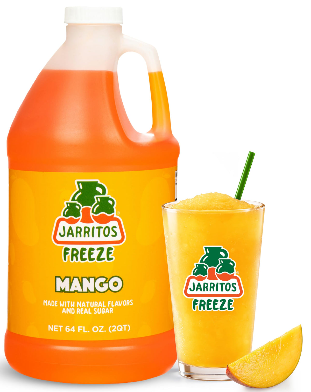 Jarritos botella frontal con concentrado mango, color vibrante que atrae clientes