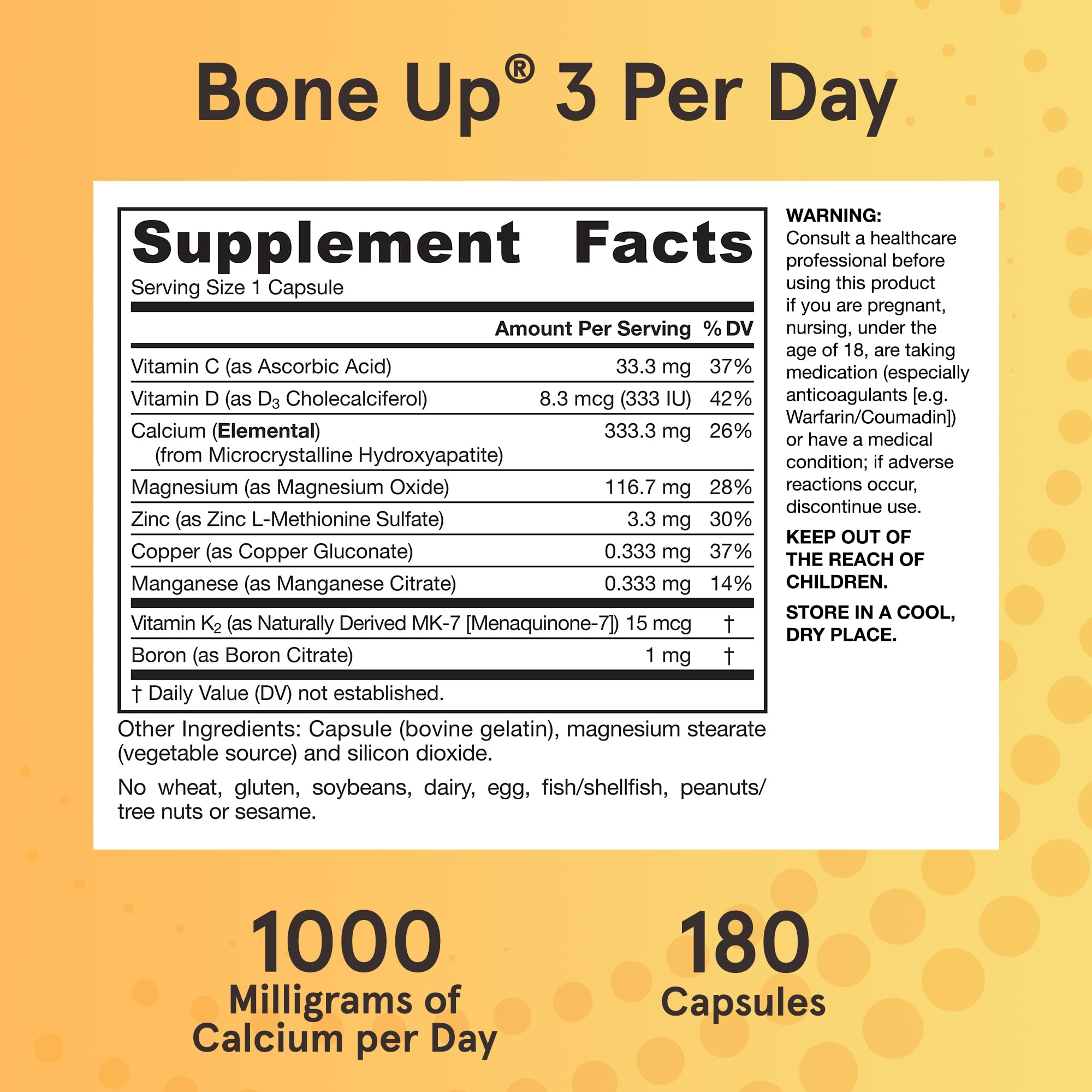 Jarrow Formulas BoneUp opened bottle with capsules spilling out to show daily serving accessibility