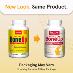 Jarrow Formulas BoneUp loose capsules closeup highlighting capsule size and appearance benefit