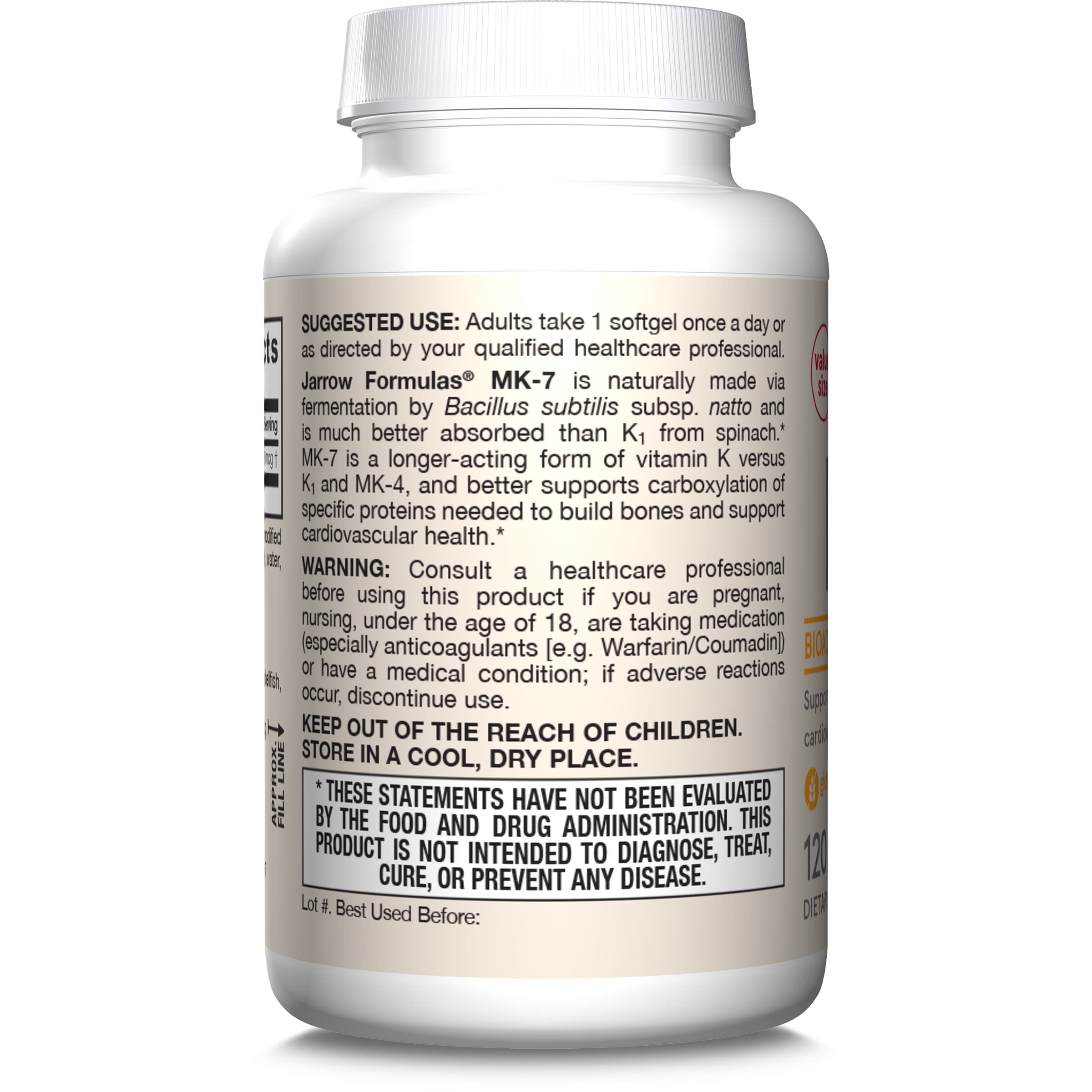 Jarrow Formulas envase cerrado listo para almacenamiento prolongado
