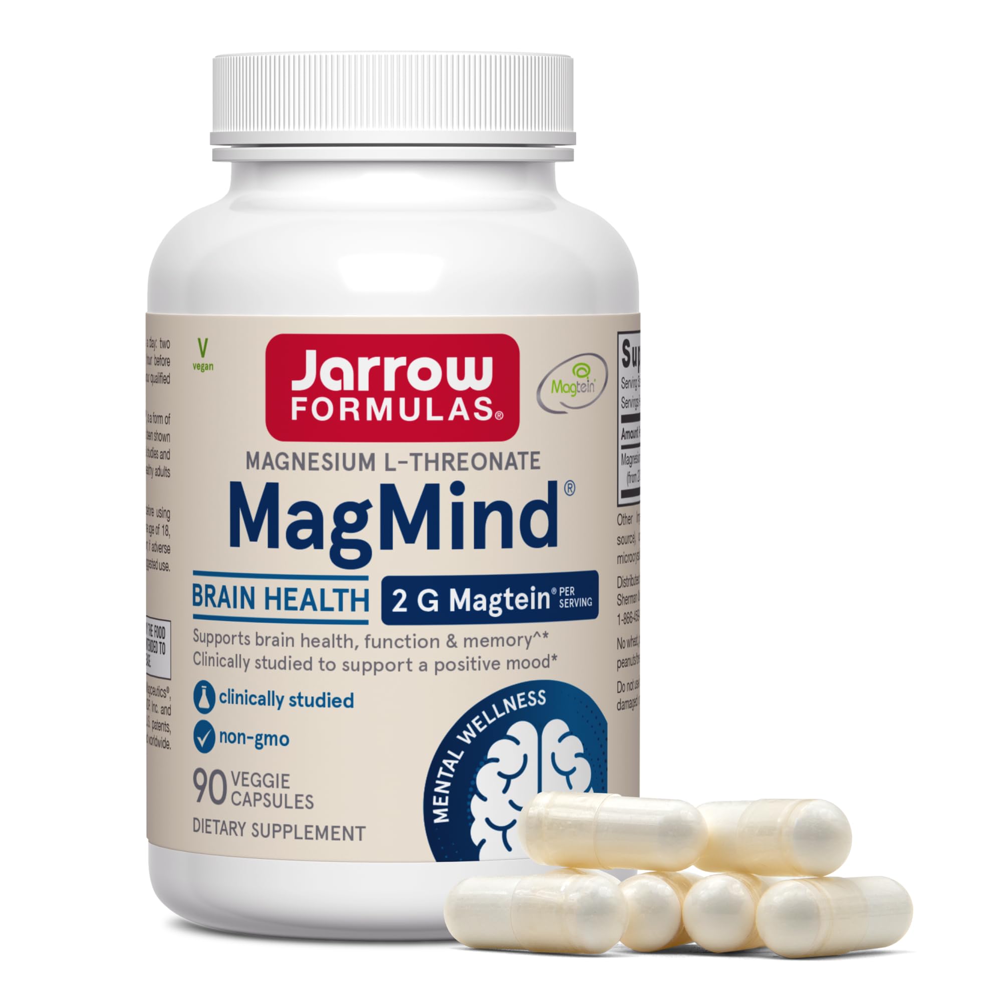Jarrow Formulas MagMind front label showing brand and product benefits