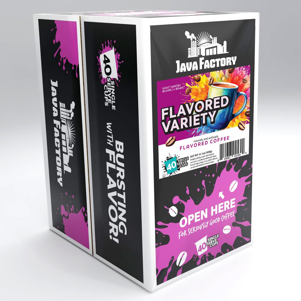 Java Factory pod close-up displaying foil top and fresh roast aroma for flavorful brewing