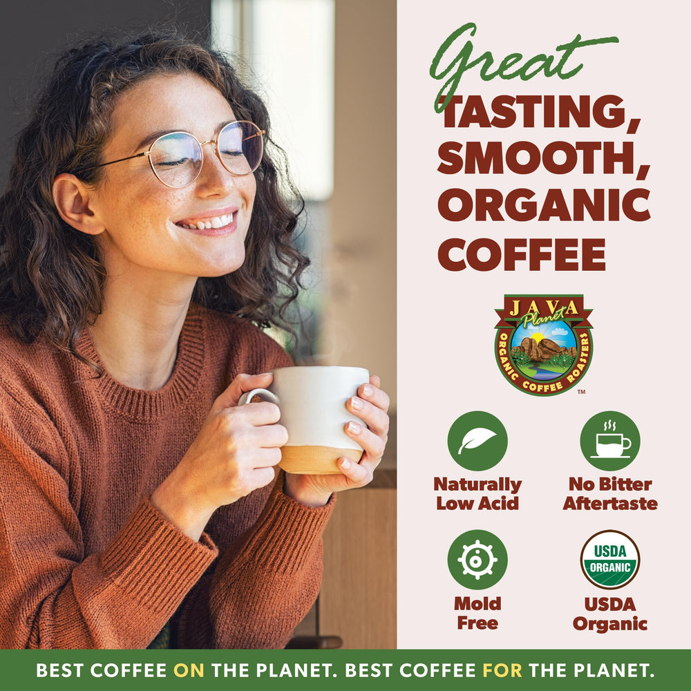 Java Planet primer plano de granos enteros destacando frescura y aroma