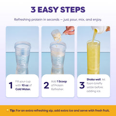 Vaso con bebida Javvy y hielo demostrando hidratación y sabor frutal