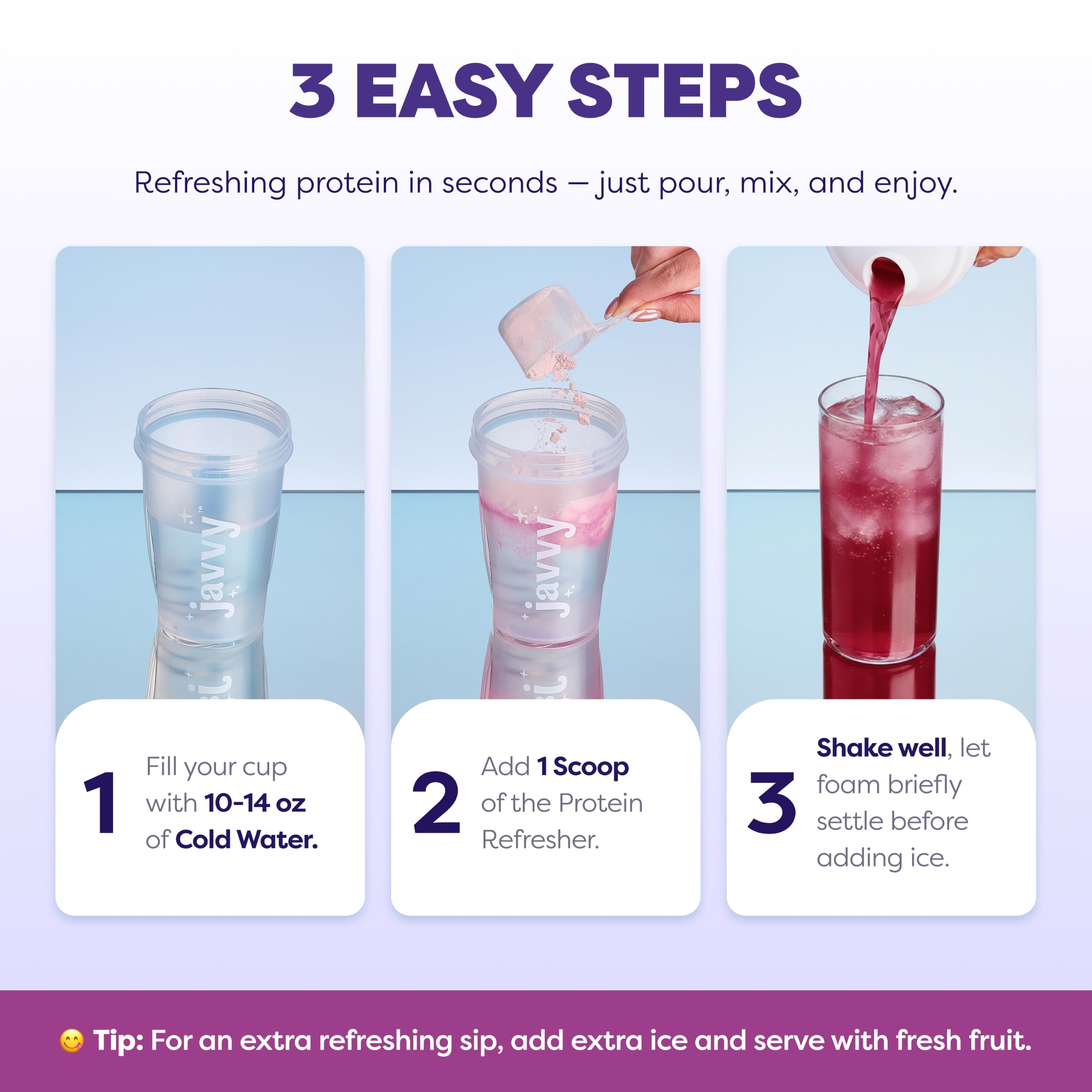 Javvy mixed drink in glass demonstrating clear appearance and refreshment benefit
