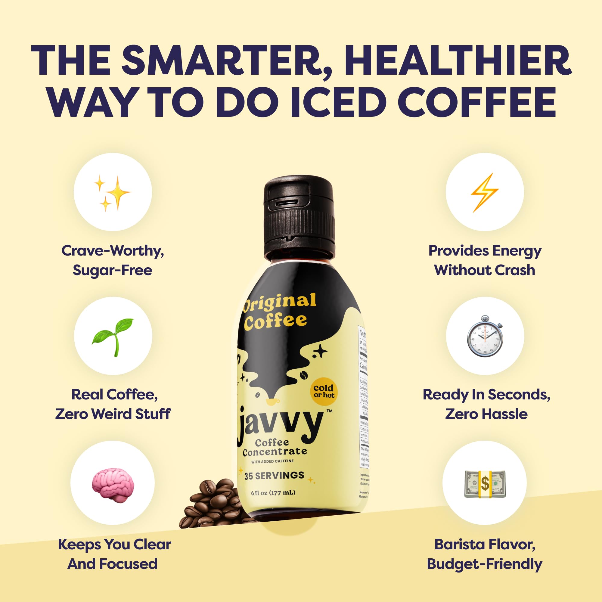 Javvy glass latte with milk froth, demonstrates creamy latte compatibility