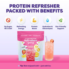Javvy shaker bottle at gym emphasizing convenient on-the-go protein