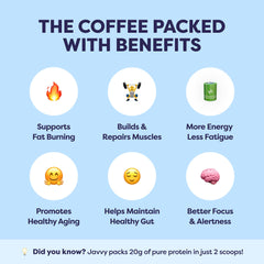 Iced coffee Javvy preparado con hielo, sabor vainilla y aporte proteico