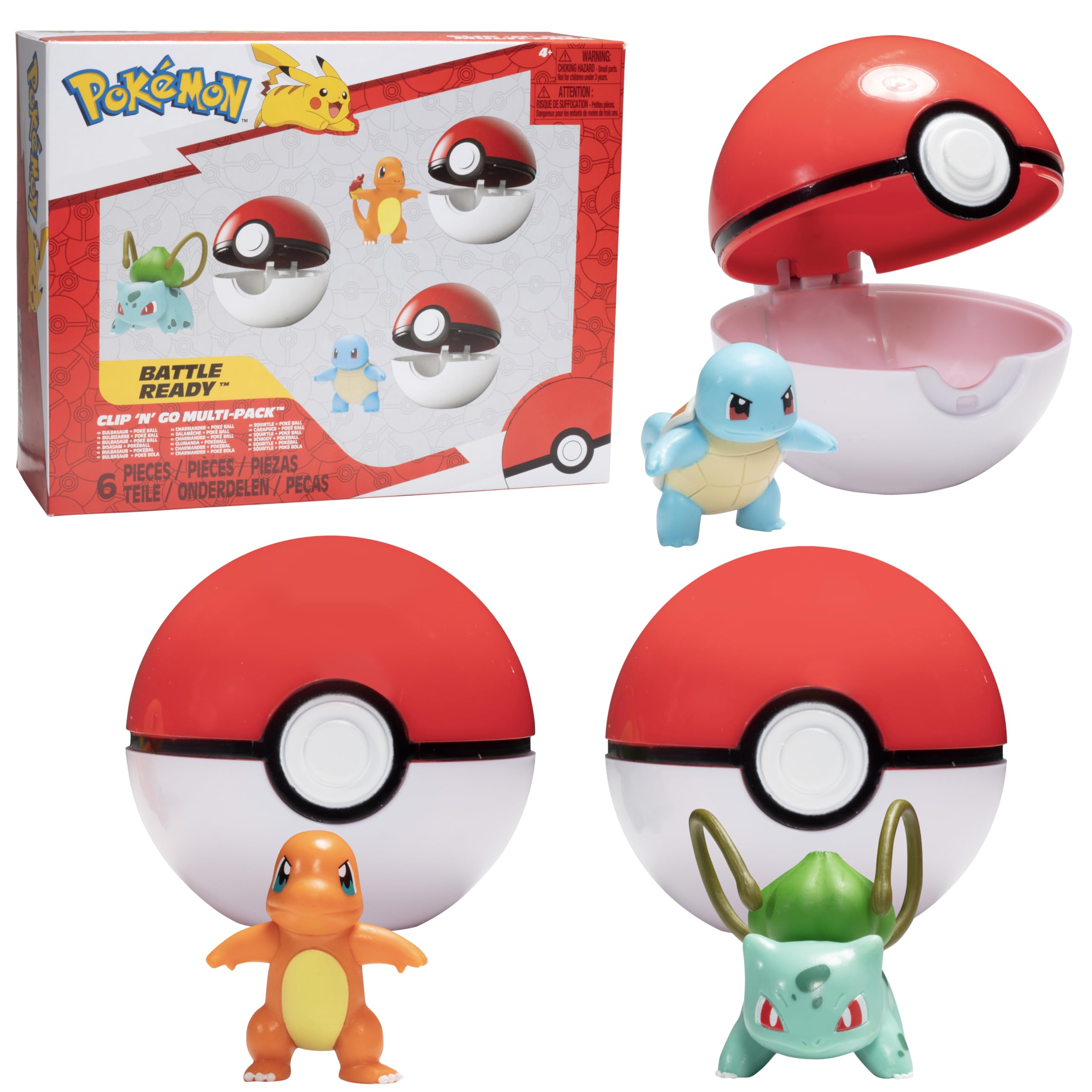 Jazwares frontal del pack Clip 'N' Go mostrando figuras y Poké Balls, ideal regalo