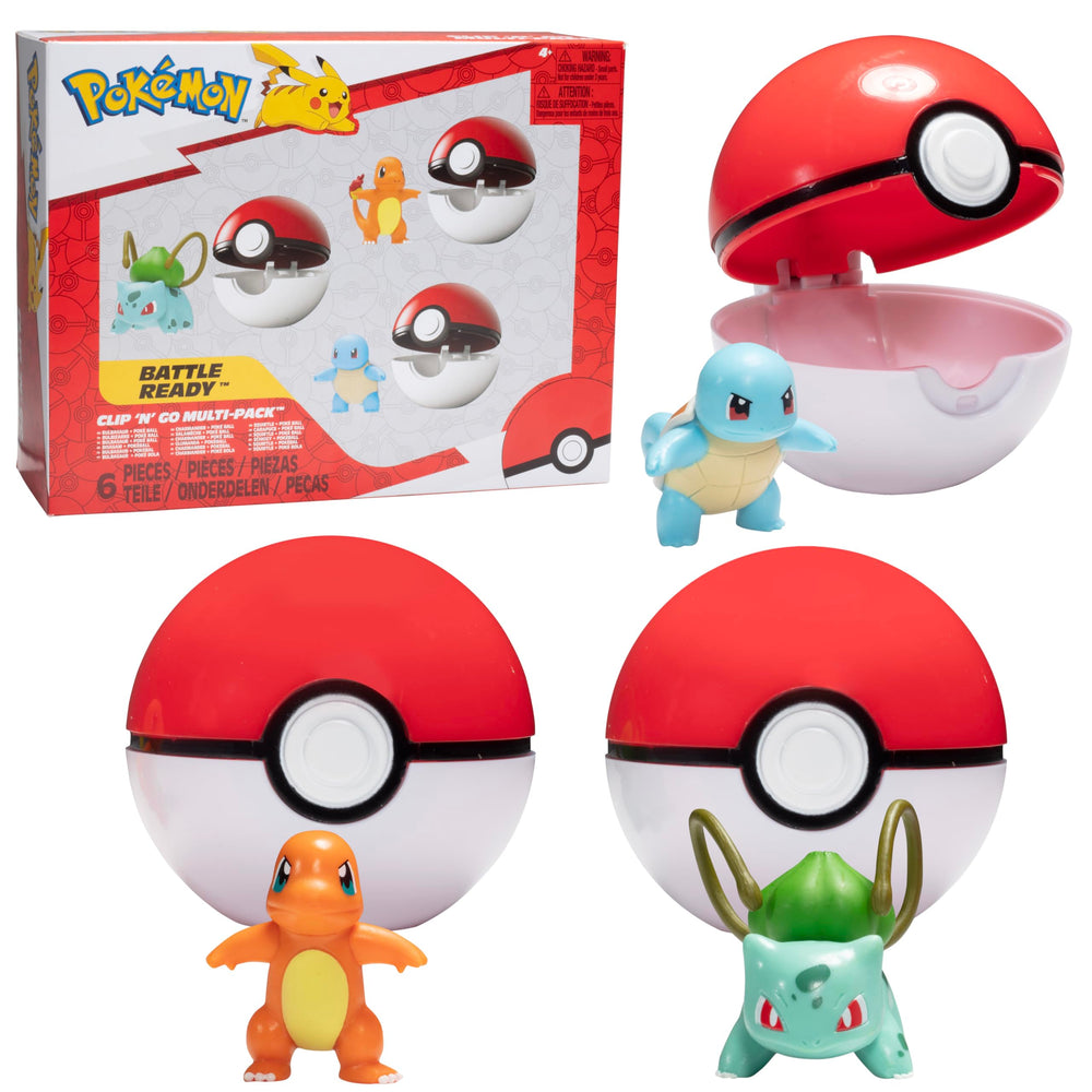 Jazwares frontal del pack Clip 'N' Go mostrando figuras y Poké Balls, ideal regalo