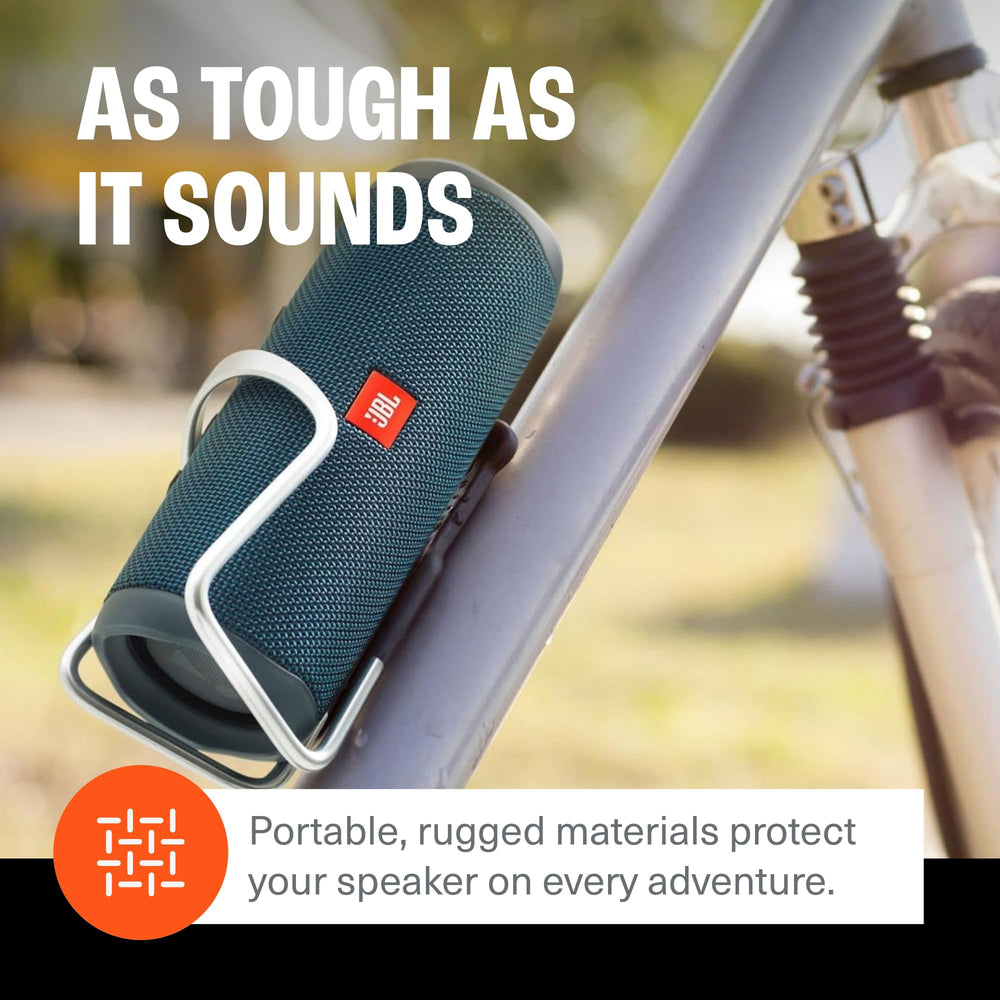 JBL Flip 5 packaging label highlighting features and battery life