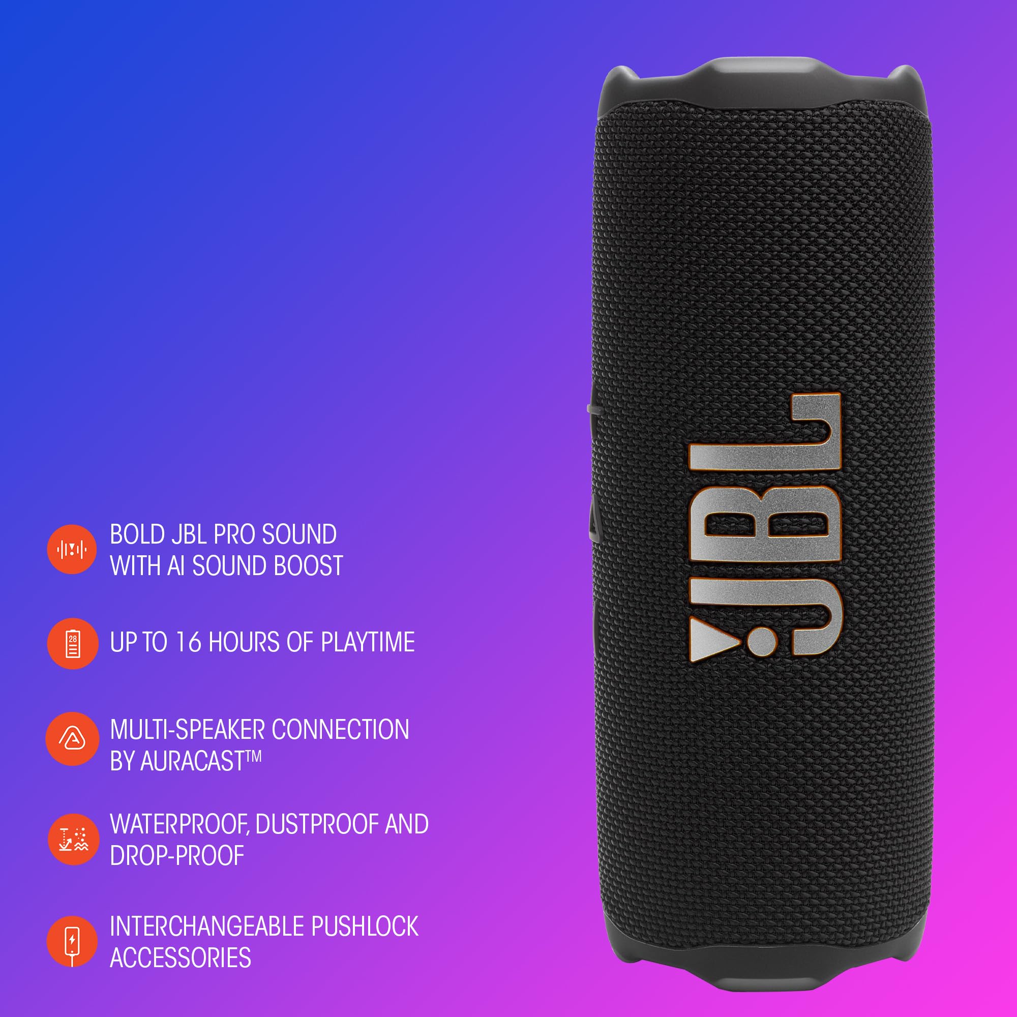 Two JBL Flip 7 speakers stereo paired to expand soundstage across a space